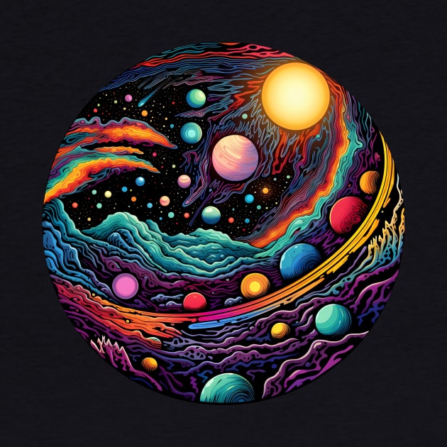 Surrealist space artwork with planets by Unelmoija